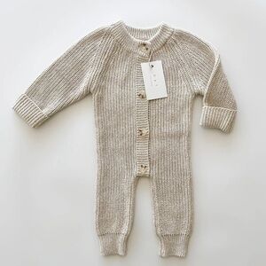Oat Co Chunky Knit Playsuit in ‘Oatmeal’